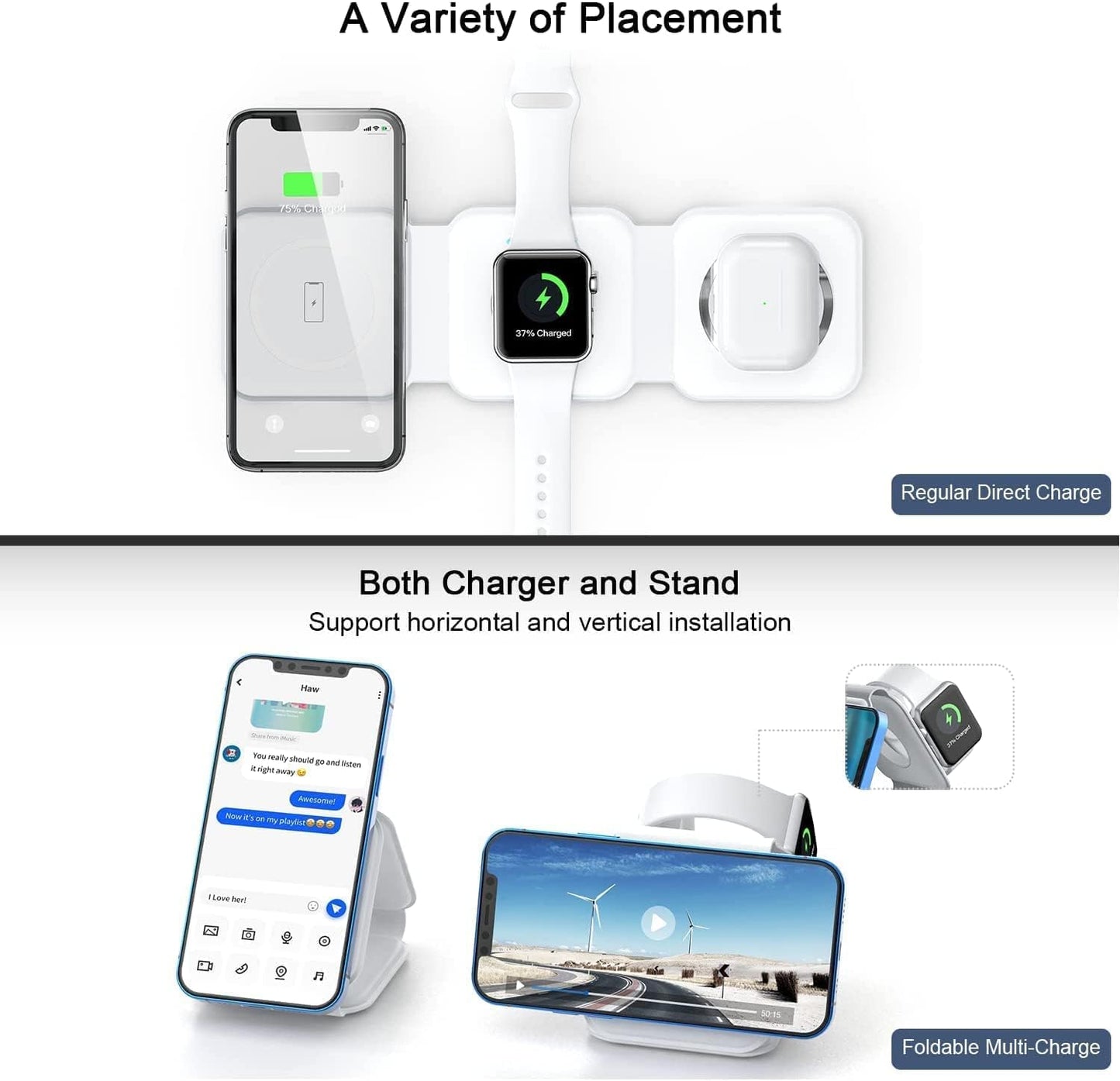 3-in-1 Portable Wireless Charging Pad